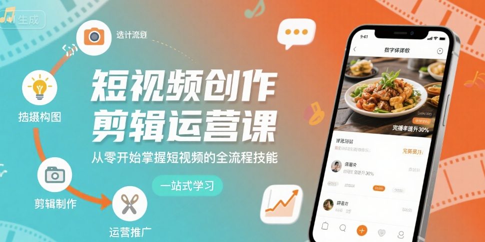短视频创作剪辑运营课，从零开始掌握短视频的全流程技能-跃知万川