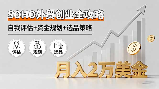 SOHO外贸创业全攻略，自我评估+资金规划+选品策略，月入2万美金-跃知万川