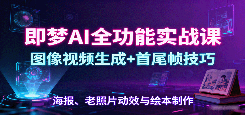 图片[1]-即梦AI全功能实战课：图像视频生成+首尾帧技巧，海报、老照片动效与绘本制作-跃知万川