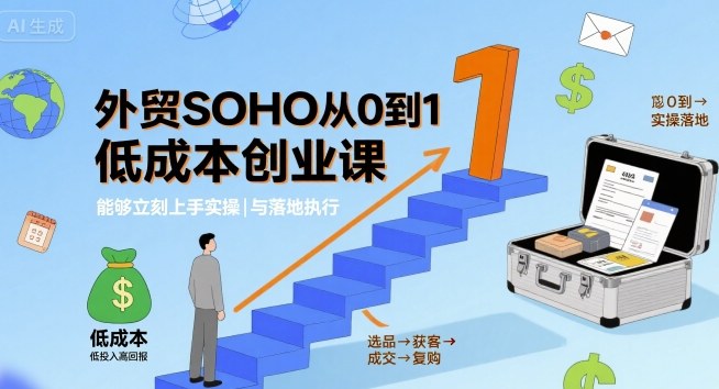 外贸SOHO从0到1低成本创业课，能够立刻上手实操与落地执行-跃知万川