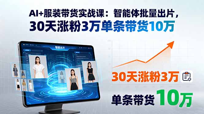 AI+服装带货实战课：智能体批量出片，30天涨粉3万单条带货10万-跃知万川