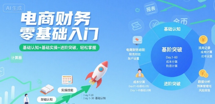 电商财务零基础入门，基础认知+基础实操+进阶突破，轻松掌握-跃知万川