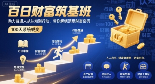 百日财富筑基班，助力普通人从认知到行动，带你解锁顶级财富密码-跃知万川