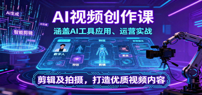 图片[1]-AI视频创作课，涵盖AI工具应用、运营实战、剪辑及拍摄，打造优质视频内容-跃知万川