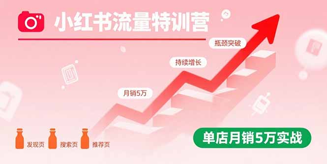 小红书流量特训营：突破流量瓶颈，实现店铺持续增长，单店月销5万实战-跃知万川