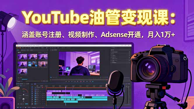 2025YouTube油管变现课：涵盖账号注册、视频制作、Adsense开通，月入1万+-跃知万川