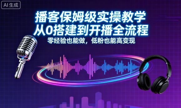 播客保姆级实操教学，从0搭建到开播全流程，零经验也能做，低粉也能高变现-跃知万川