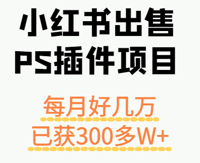 小红书出售PS插件项目，每月都收入好几万，长期操作已获利300多W+-跃知万川