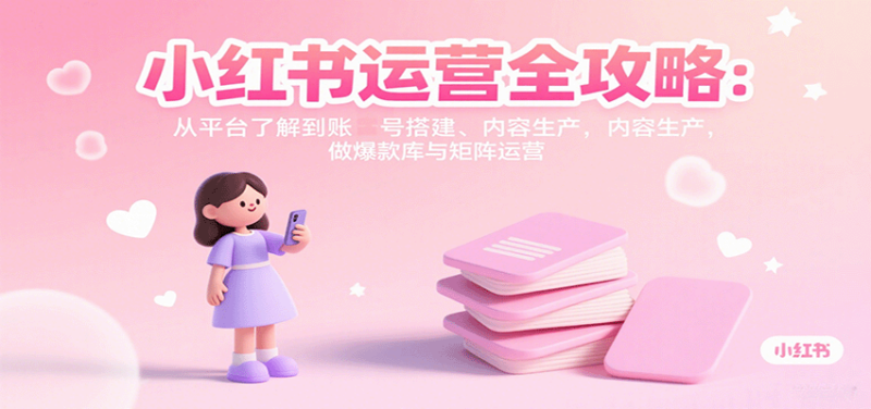 小红书运营全攻略：从平台了解到账号搭建、内容生产，做爆款库与矩阵运营-跃知万川