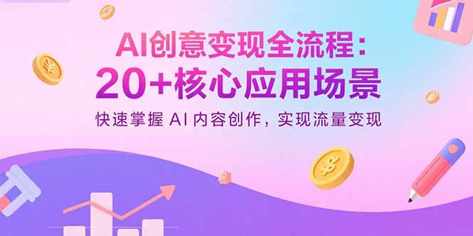 AI创意变现全流程：20+核心应用场景，快速掌握AI内容创作，实现流量变现-跃知万川