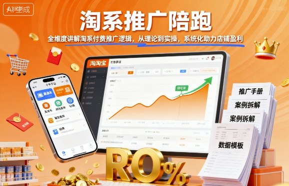 淘系推广陪跑，全维度讲解淘系付费推广逻辑，从理论到实操，系统化助力店铺盈利-跃知万川