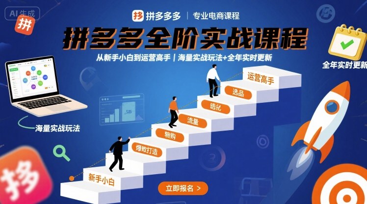 拼多多全阶实战课程，从新手小白到运营高手，海量实战玩法+全年实时更新【2025年9月更新】-跃知万川