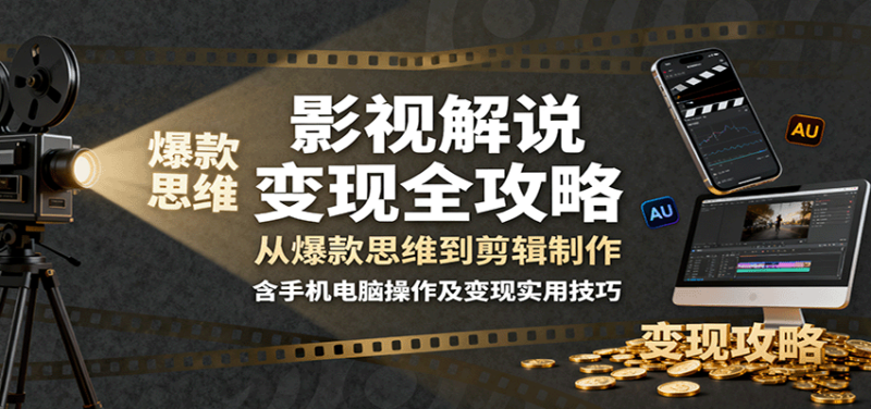 影视解说变现全攻略：从爆款思维到剪辑制作，含手机电脑操作及变现实用技巧-跃知万川