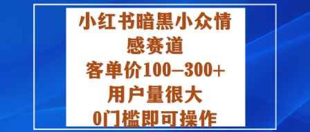小红书暗黑小众情感赛道，客单价100-300+用户量很大，0门槛即可操作-跃知万川