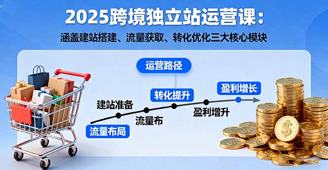 2025跨境独立站运营课:涵盖建站搭建、流量获取、转化优化三大核心模块-跃知万川