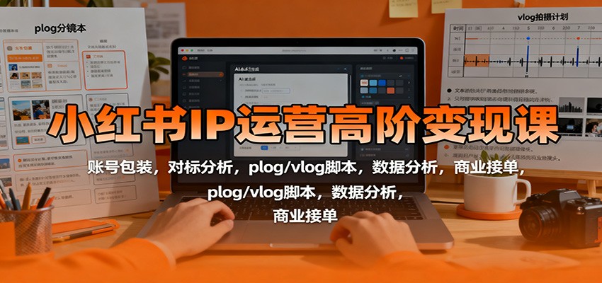 小红书IP运营高阶变现课：账号包装，对标分析，plog/vlog脚本，数据分析，商业接单-跃知万川