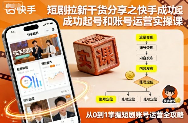 短剧拉新干货分享之快手成功起号和账号运营实操课-跃知万川