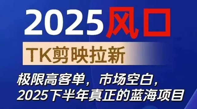 2025风口TK剪映capcut拉新项目,极限高客单,市场空白,2025下半年真正的蓝海项目-跃知万川