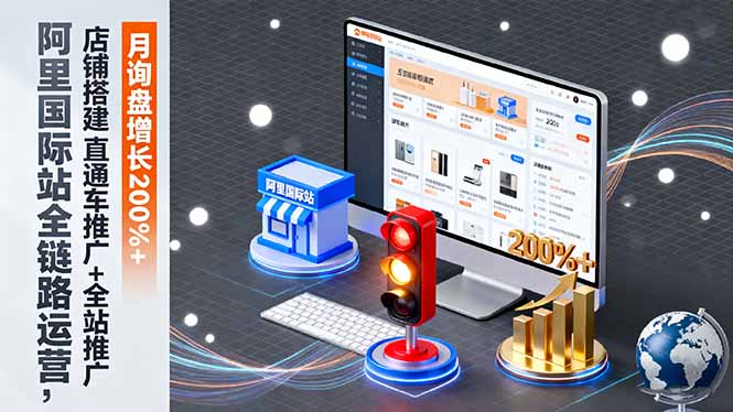 阿里国际站全链路运营,店铺搭建+直通车推广+全站推广,月询盘增长200%+-跃知万川