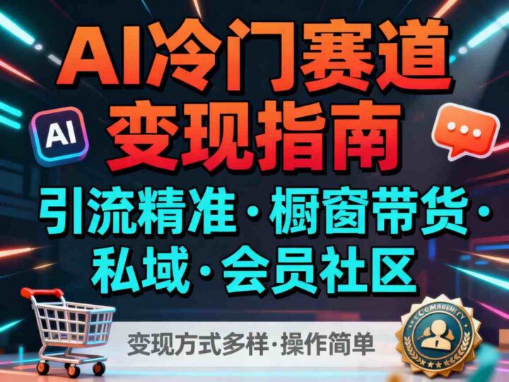 AI冷门赛道，引流精准，橱窗带货+私域+会员社区，变现方式多样，操作简单-跃知万川