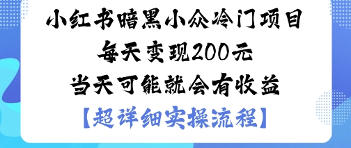 小红书暗黑小众冷门项目每天变现2张当天可能就会有收益-跃知万川