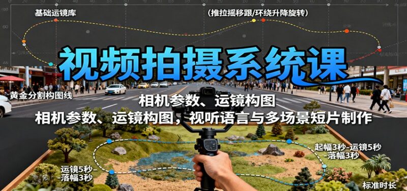 视频拍摄系统课：相机参数、运镜构图，视听语言与多场景短片制作-跃知万川