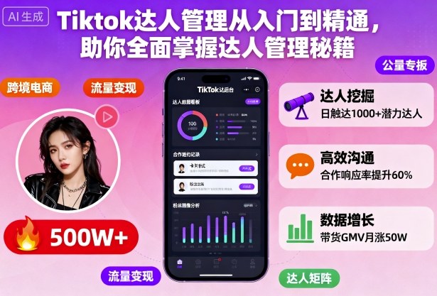 Tiktok达人管理从入门到精通,助你全面掌握达人管理秘籍-跃知万川