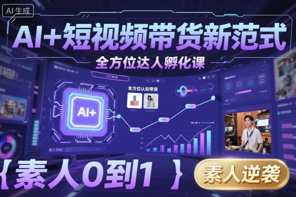 AI+短视频带货新范式全方位达人孵化课，素人也可以从0到1，全方位认知短视频带货-跃知万川
