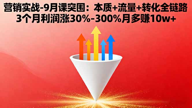 营销实战-9月突围课:本质+流量+转化全链路 3个月利润涨30%-300%月多赚10w+-跃知万川