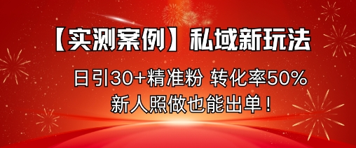 【实测案例】私域新玩法，日引30+精准粉，转化率50%，新人照做也能出单！-跃知万川