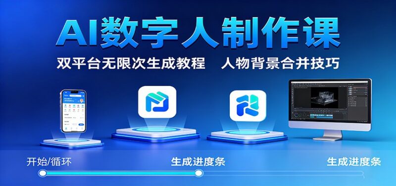 AI数字人制作课：双平台无限次生成教程，人物背景合并技巧-跃知万川
