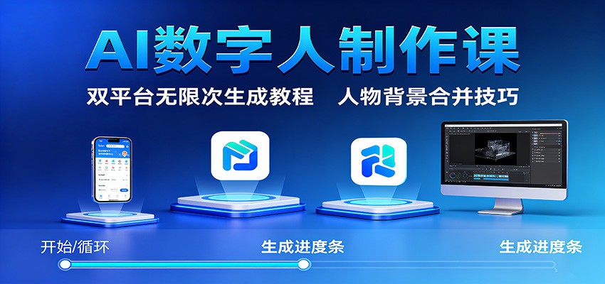 AI数字人制作课:双平台无限次生成教程,人物背景合并技巧-跃知万川