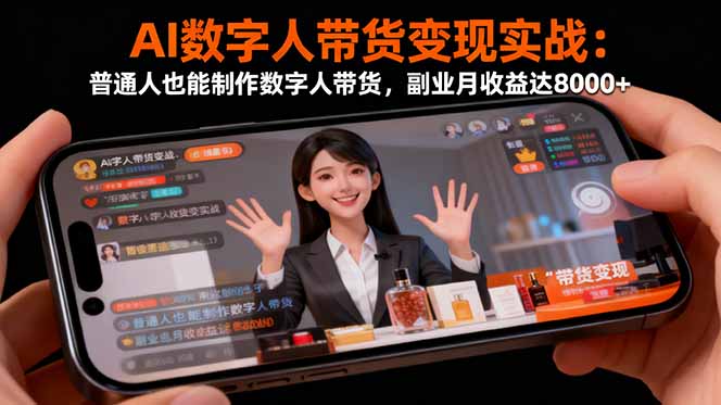AI数字人带货变现实战：普通人也能制作数字人带货，副业月收益达8000+-跃知万川