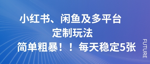 小红书、闲鱼及多平台定制玩法简单粗暴！每天稳定5张-跃知万川