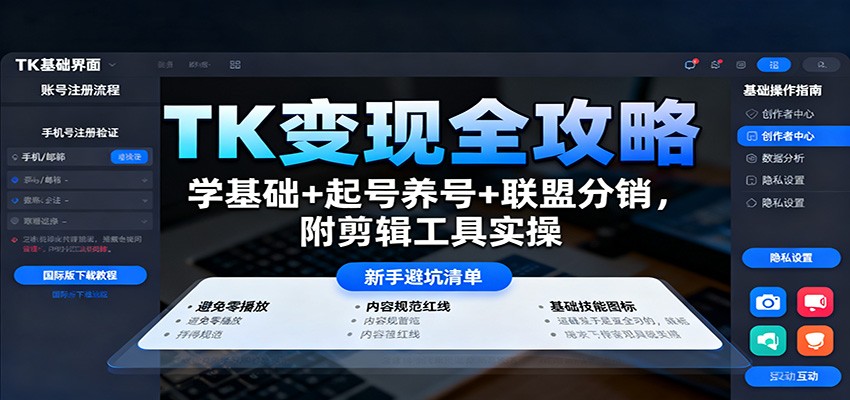 图片[1]-TK变现全攻略：学基础+起号养号+联盟分销，附剪辑工具实操-跃知万川