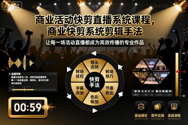 商业活动快剪直播系统课程，商业快剪系统剪辑手法-跃知万川