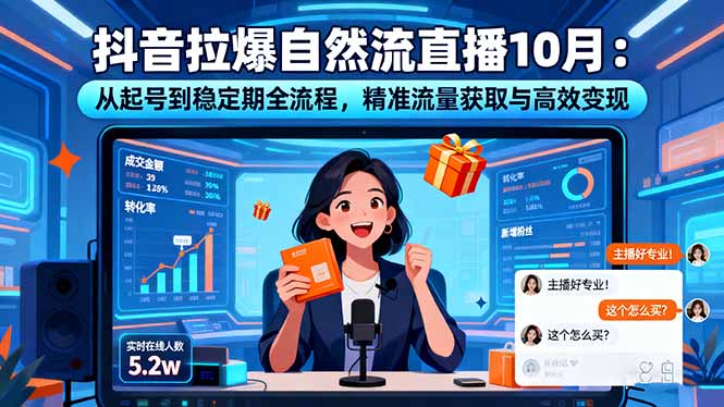 抖音拉爆自然流直播10月：从起号到稳定期全流程，精准流量获取与高效变现-跃知万川