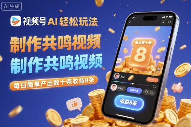 视频号AI轻松玩法，制作共鸣视频，每日简单产出数十条收益8张-跃知万川