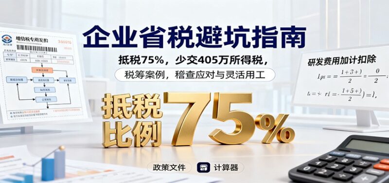 企业省税避坑指南：抵税75%，少交405万所得税，税筹案例，稽查应对与灵活用工-跃知万川