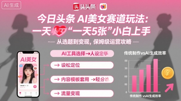 今日头条AI美女赛道玩法,一天轻松5张,小白轻松上手-跃知万川