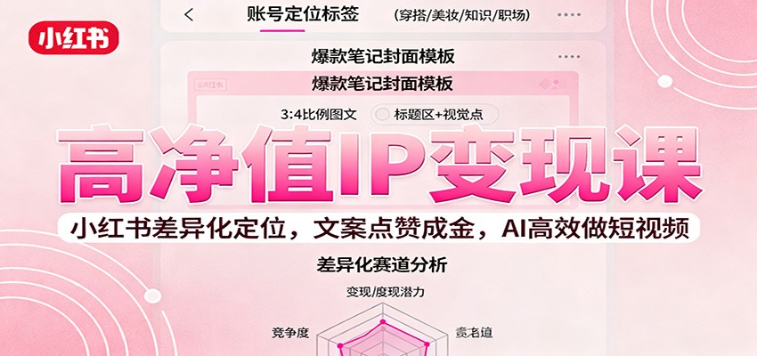 高净值IP变现课：小红书差异化定位，文案点赞成金， AI高效做短视频-跃知万川