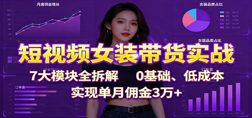 图片[1]-短视频女装带货实战：7大模块全拆解，0基础、低成本，实现单月佣金3万+-跃知万川