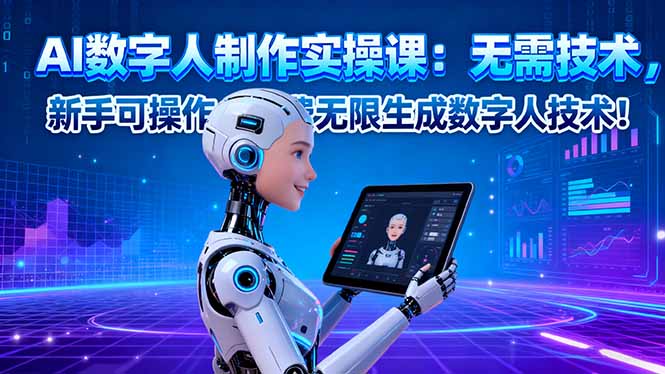 AI数字人制作实操课:无需技术,新手可操作,免费无限生成数字人技术!-跃知万川