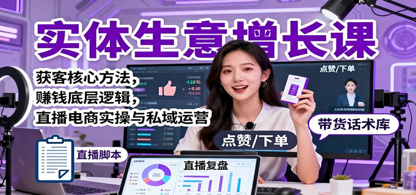 实体生意增长课:获客核心方法,赚钱底层逻辑,直播电商实操与私域运营-跃知万川