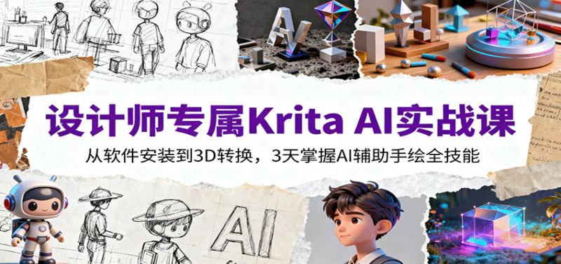 设计师专属Krita AI实战课：从软件安装到3D转换，3天掌握AI辅助手绘全技能-跃知万川