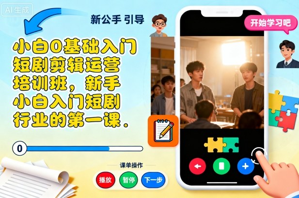 小白0基础入门短剧剪辑运营培训班，新手小白入门短剧行业的第一课-跃知万川