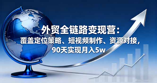 外贸全链路变现营:覆盖定位策略、短视频制作、资源对接,90天实现月入5w-跃知万川