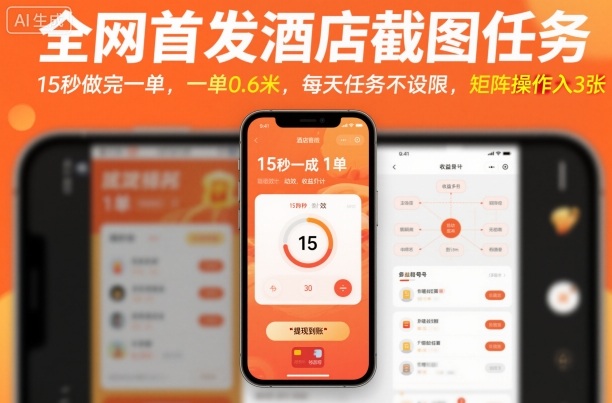 全网首发酒店截图任务,15秒做完一单,一单0.6米,每天任务不设限,矩阵操作日入3张【揭秘】-跃知万川