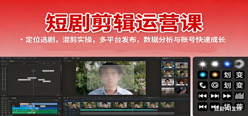 图片[1]-短剧剪辑运营课：定位选剧，混剪实操，多平台发布，数据分析与账号快速成长-跃知万川
