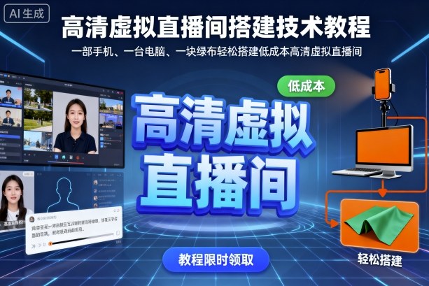 高清虚拟直播间搭建技术教程，一部手机、一台电脑、一块绿布轻松搭建低成本高清虚拟直播间-跃知万川